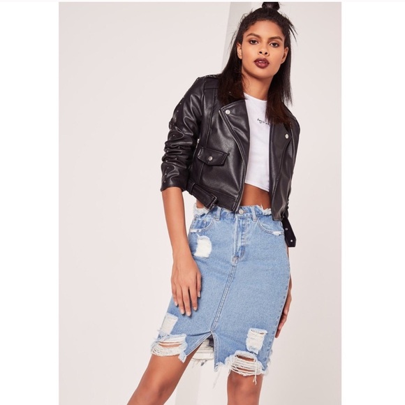 missguided distressed denim skirt